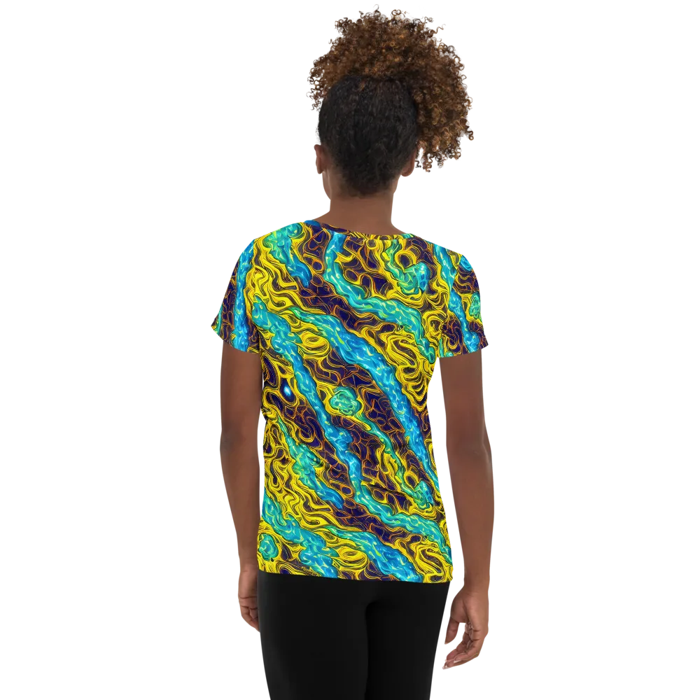 Liquid Gold Rush on Women's Athletic T-Shirt — Back