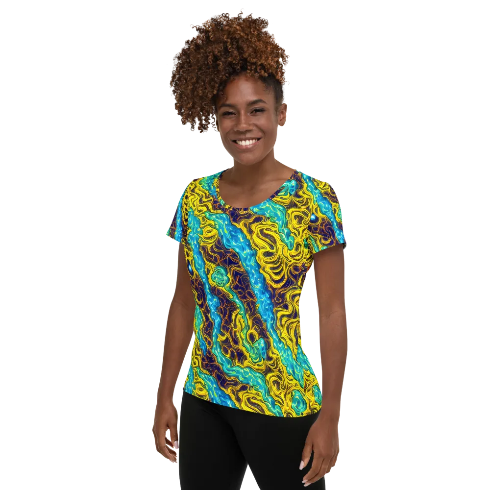 Liquid Gold Rush on Women's Athletic T-Shirt — Left