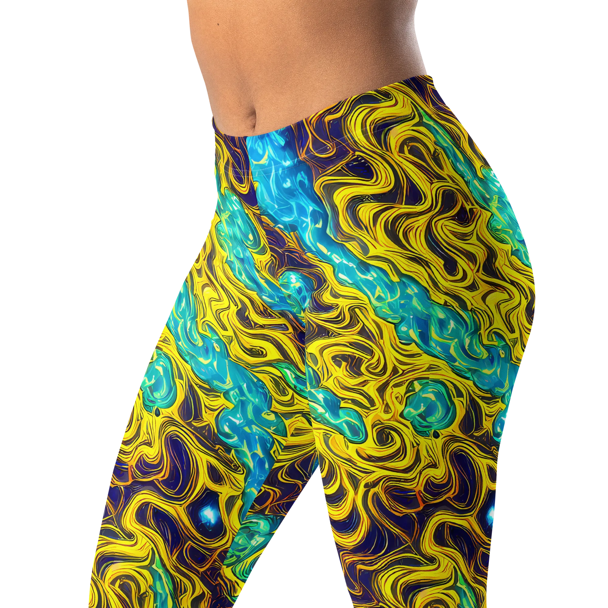 Liquid Gold Rush on Leggings — Left Front