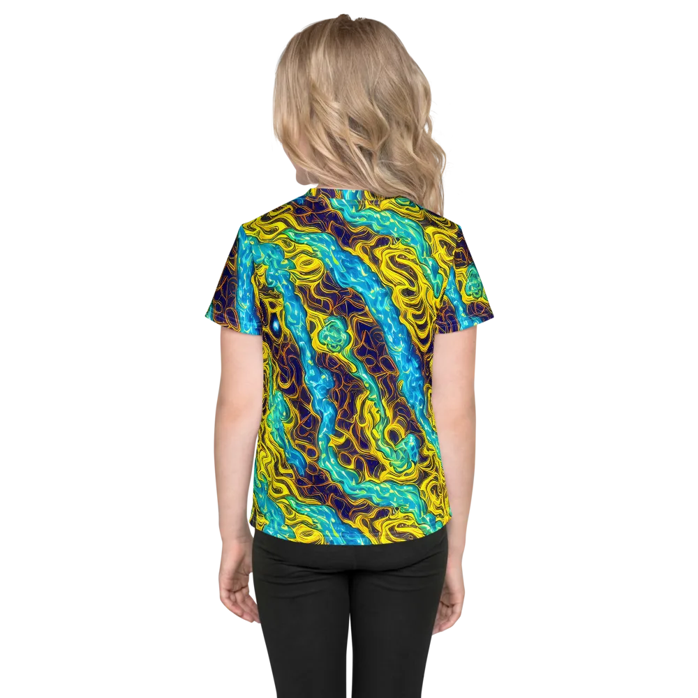 Liquid Gold Rush on Kids Crew Neck T-Shirt — Back