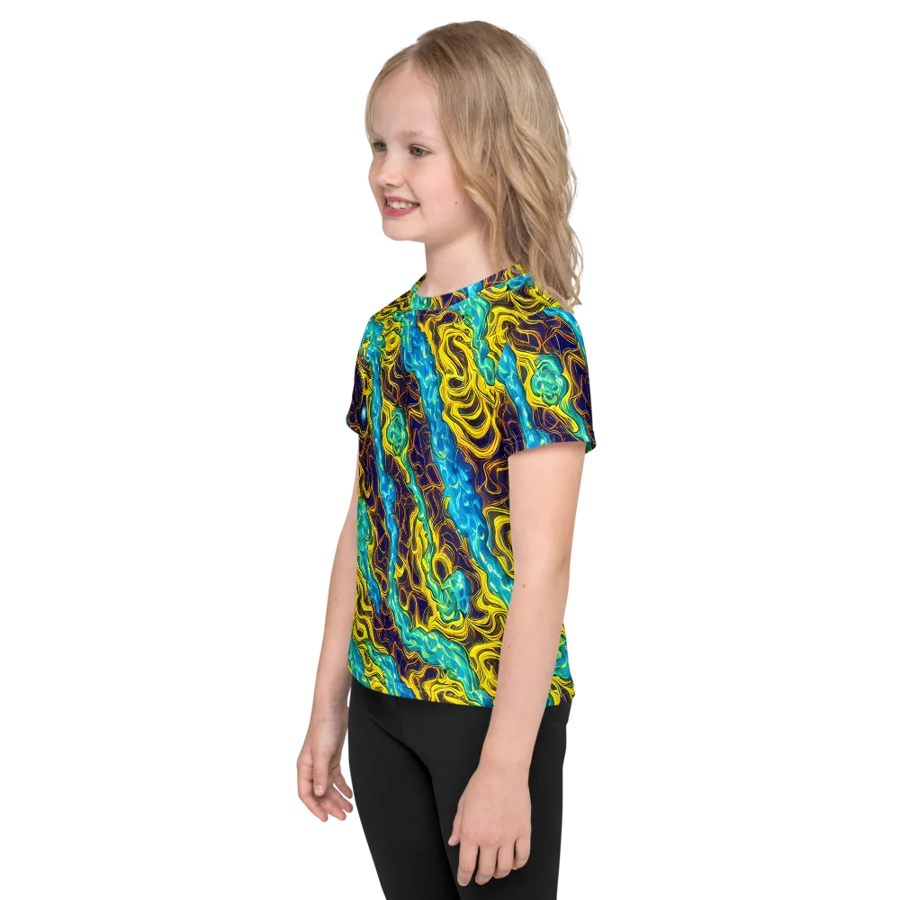 Liquid Gold Rush on Kids Crew Neck T-Shirt — Left