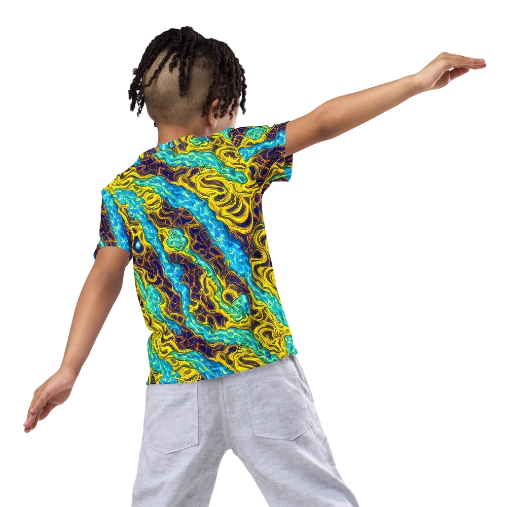 Liquid Gold Rush on Kids Crew Neck T-Shirt — Back