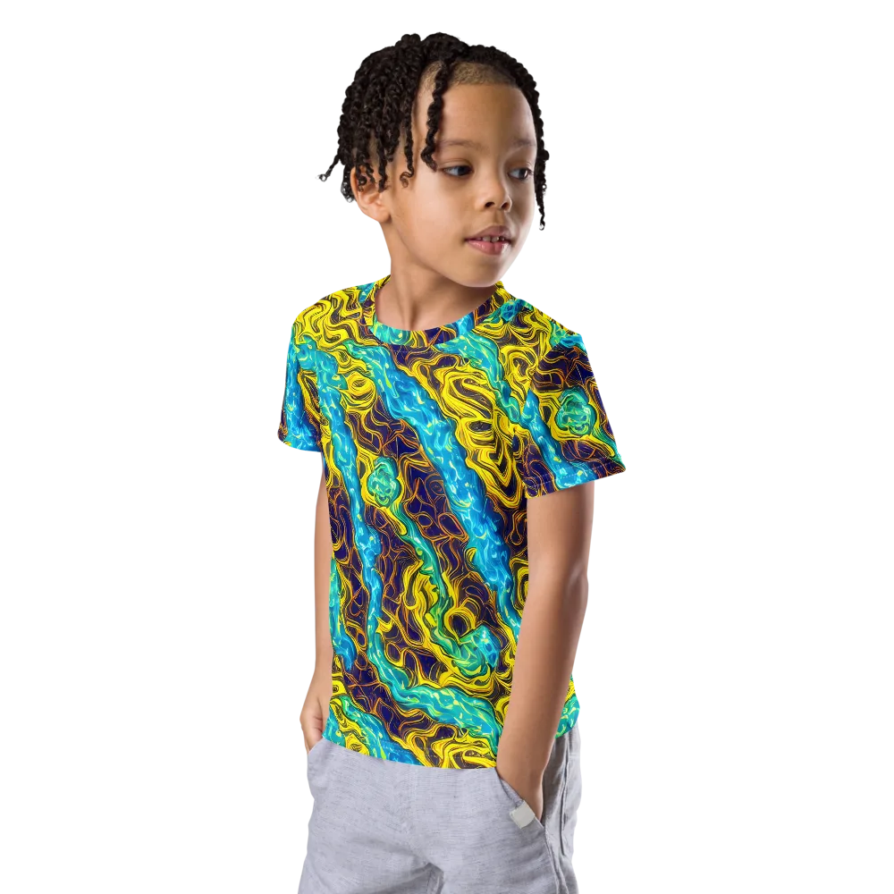 Liquid Gold Rush on Kids Crew Neck T-Shirt — Left Front