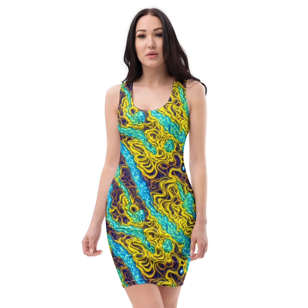 Liquid Gold Rush on Bodycon Dress — Front