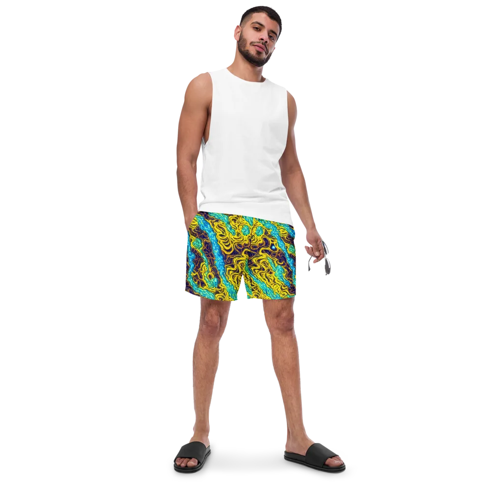 Liquid Gold Rush on Swim Trunks — Front