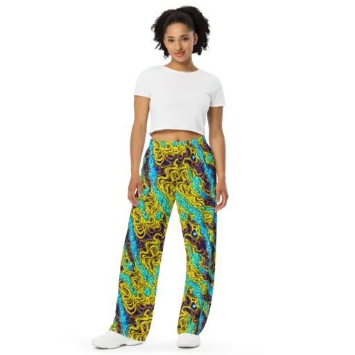 Liquid Gold Rush on a Wide-Leg Pants