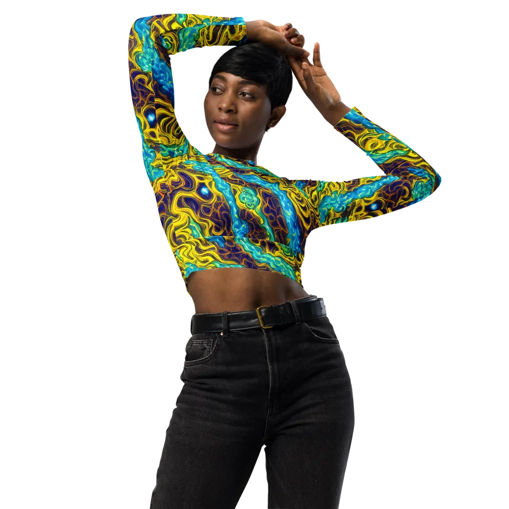 Liquid Gold Rush on Long Sleeve Crop Top — Front