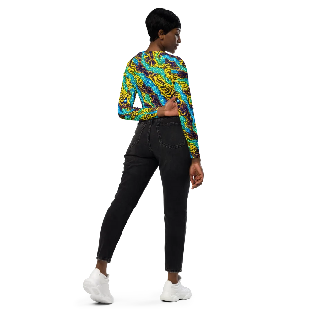 Liquid Gold Rush on Long Sleeve Crop Top — Right Back