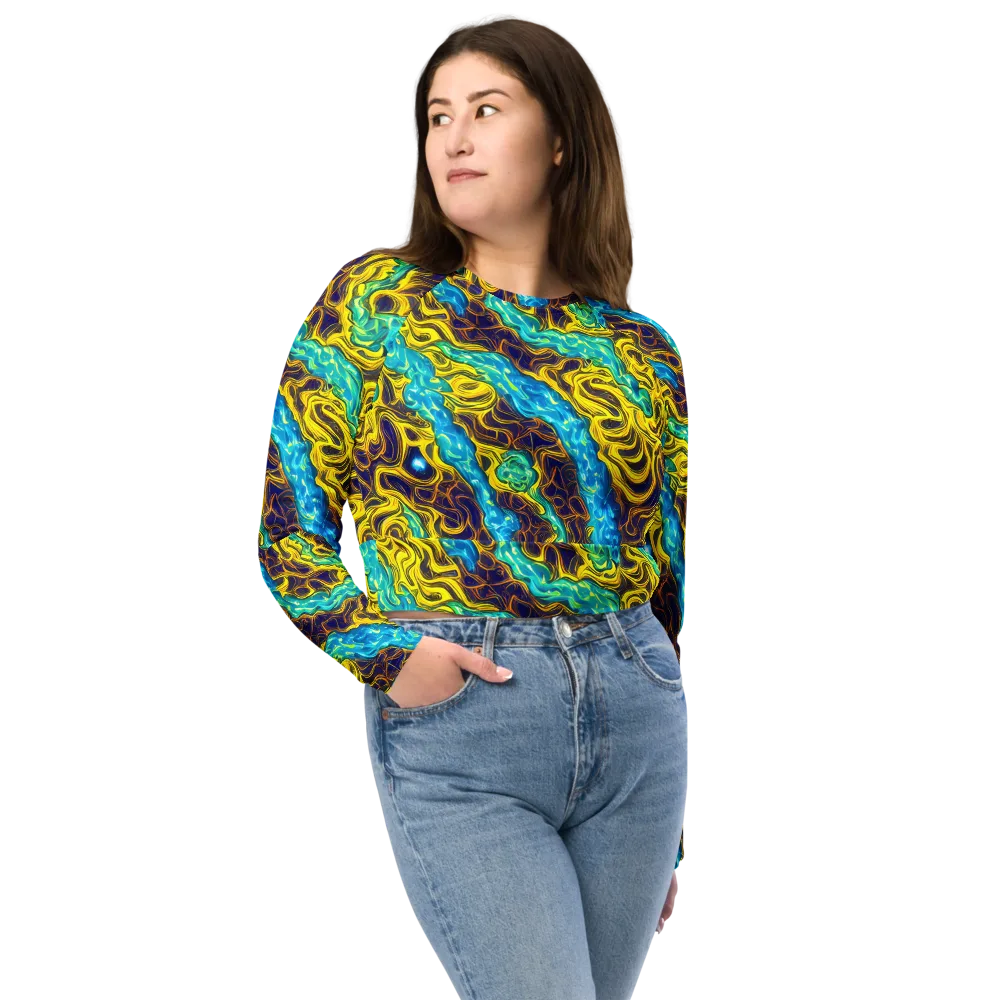 Liquid Gold Rush on Long Sleeve Crop Top — Front