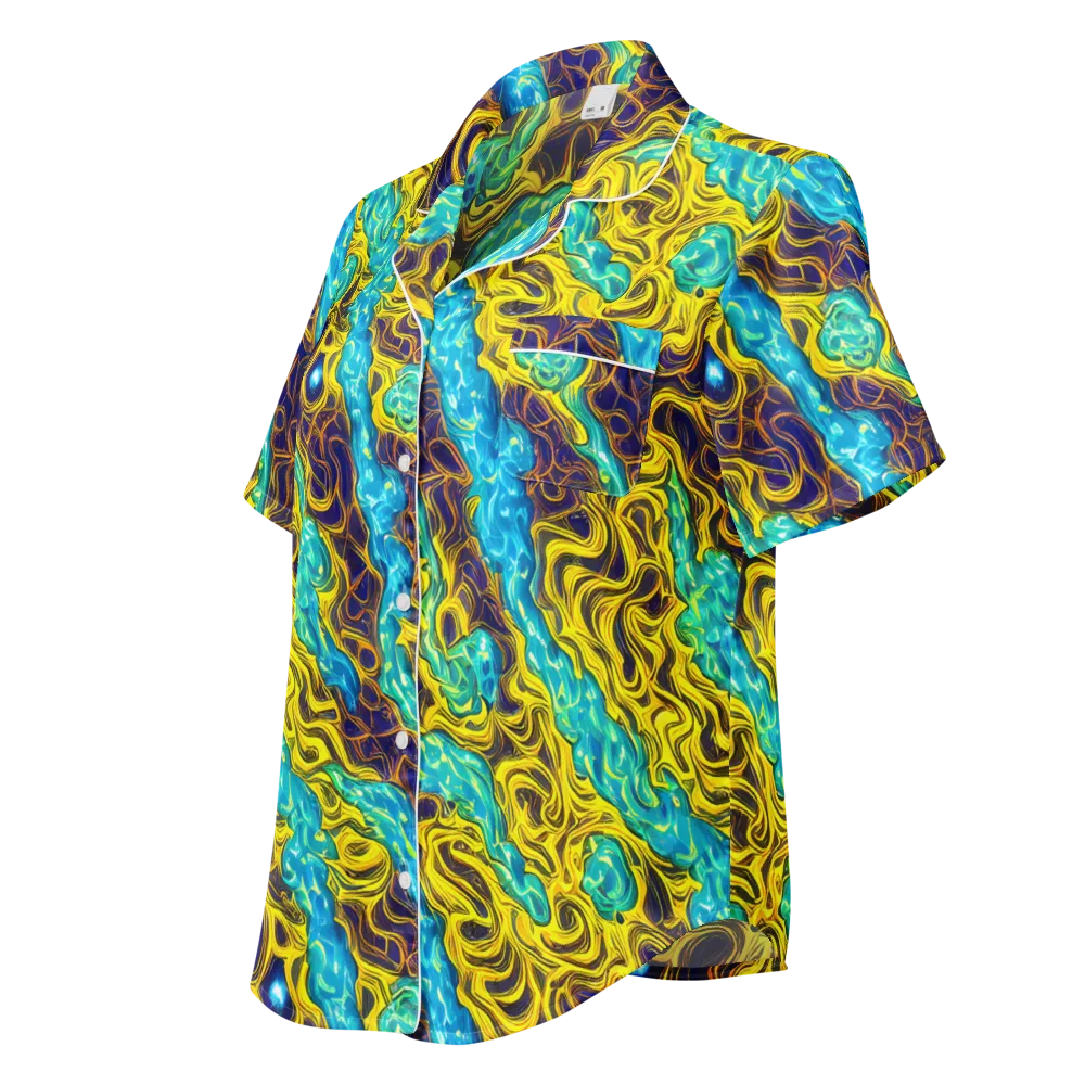 Liquid Gold Rush on Women's Short Sleeve Pajama Top — Left Front
