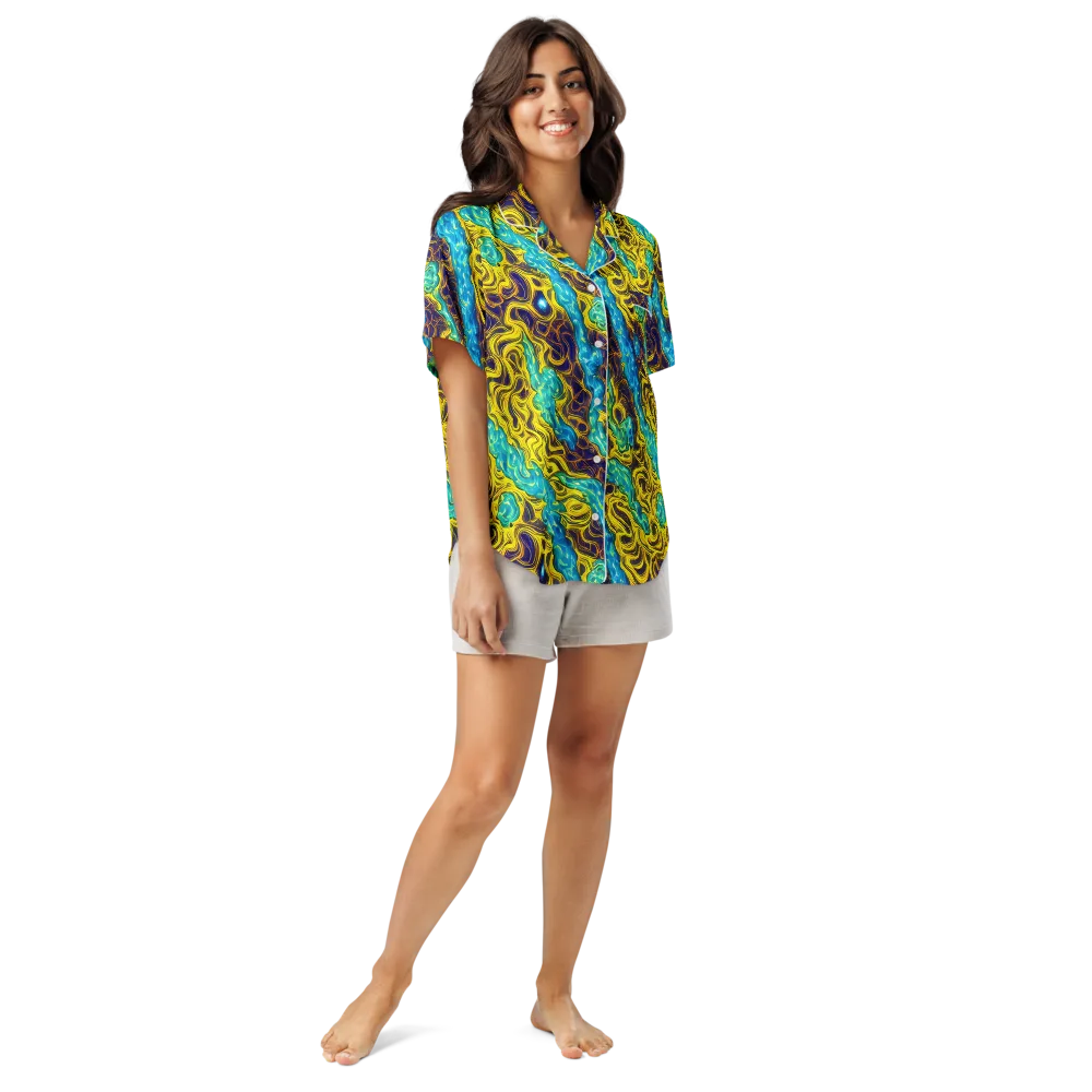 Liquid Gold Rush on Women's Short Sleeve Pajama Top — Front