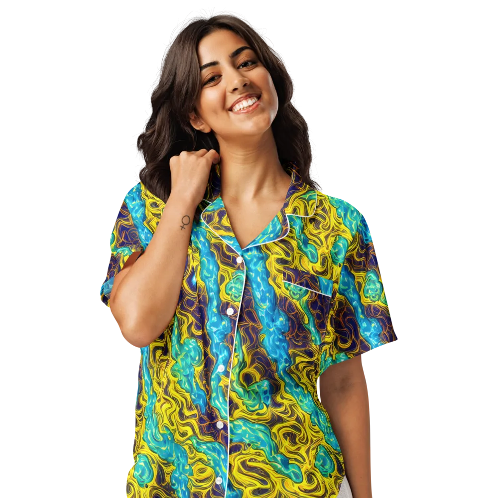 Liquid Gold Rush on Women's Short Sleeve Pajama Top — Front