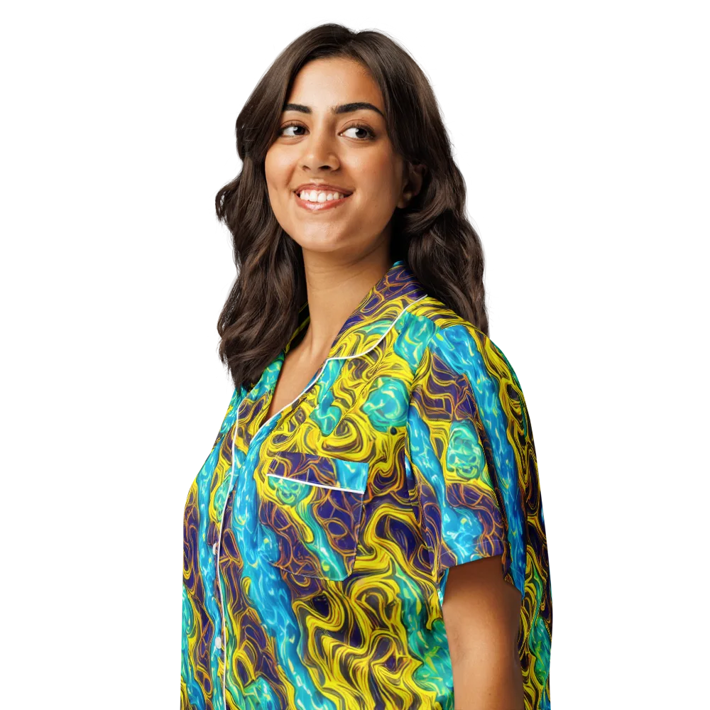 Liquid Gold Rush on Women's Short Sleeve Pajama Top — Left Front
