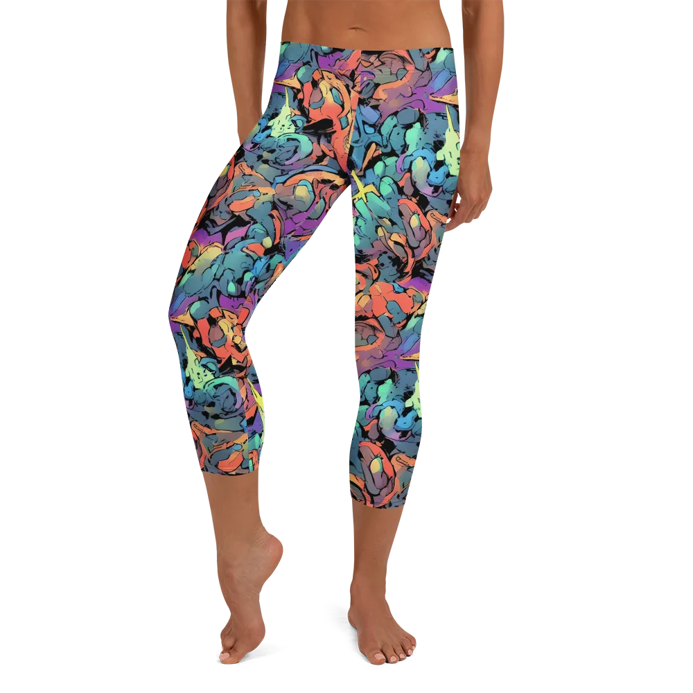 Prismatic Crush on Capri Leggings — Front