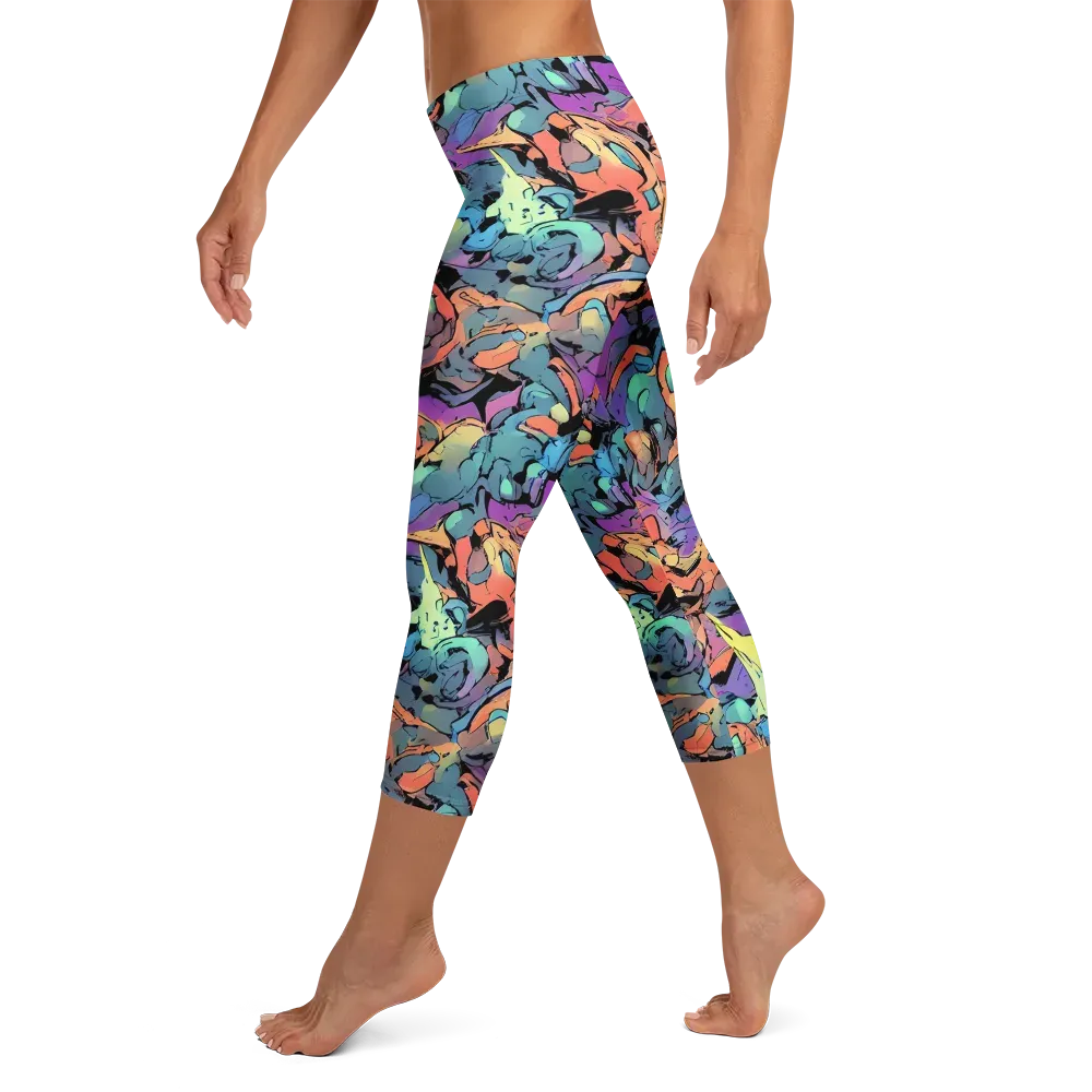 Prismatic Crush on Capri Leggings — Left