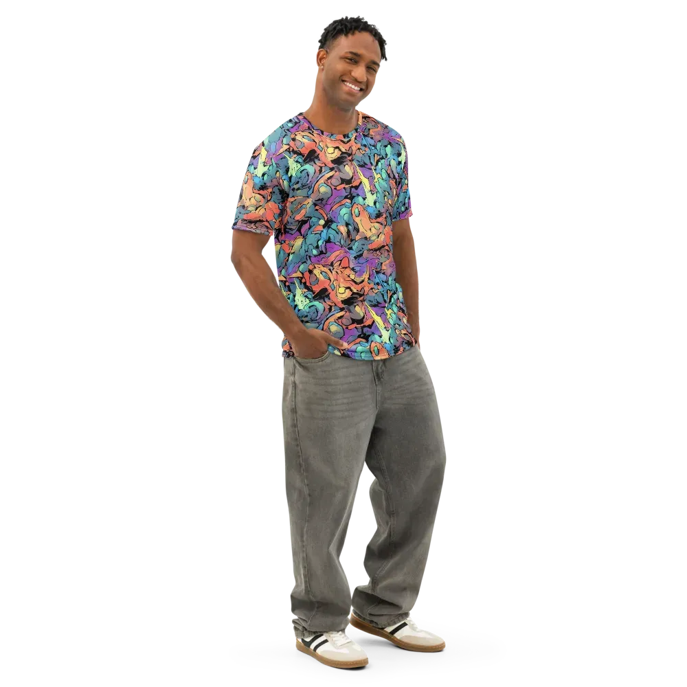 Prismatic Crush on Men's Cotton Crew Neck T-Shirt — Right Front