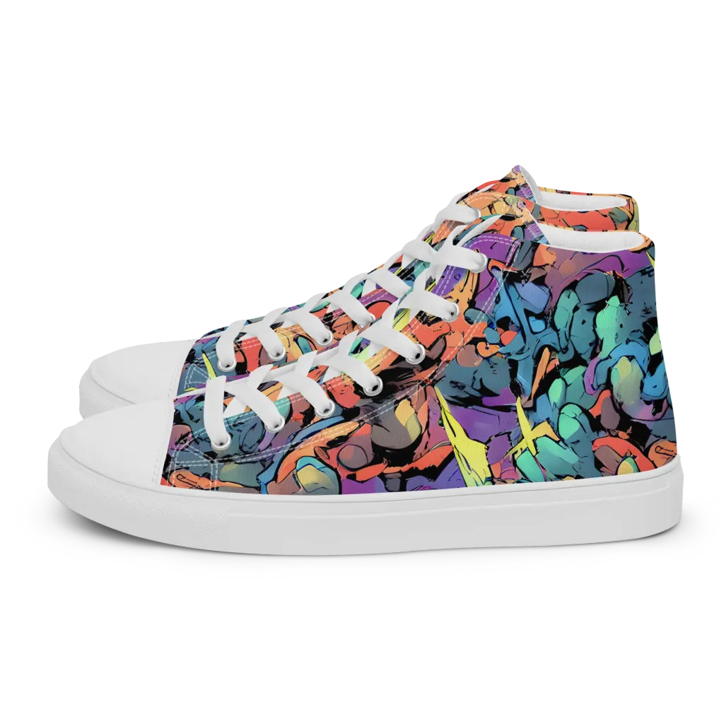 Prismatic Crush on Men's High Top Canvas Shoes — Left