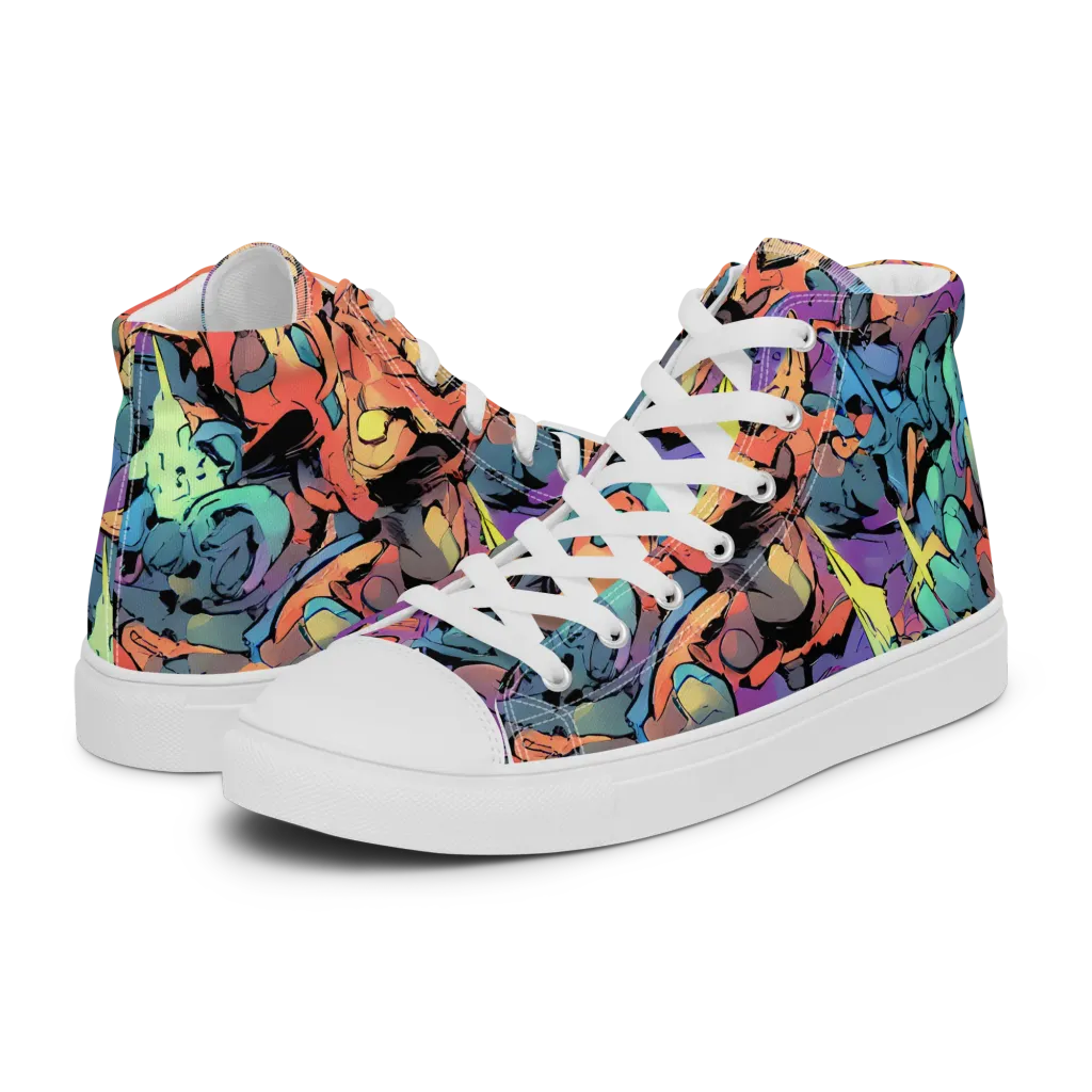 Prismatic Crush on Men's High Top Canvas Shoes — Left