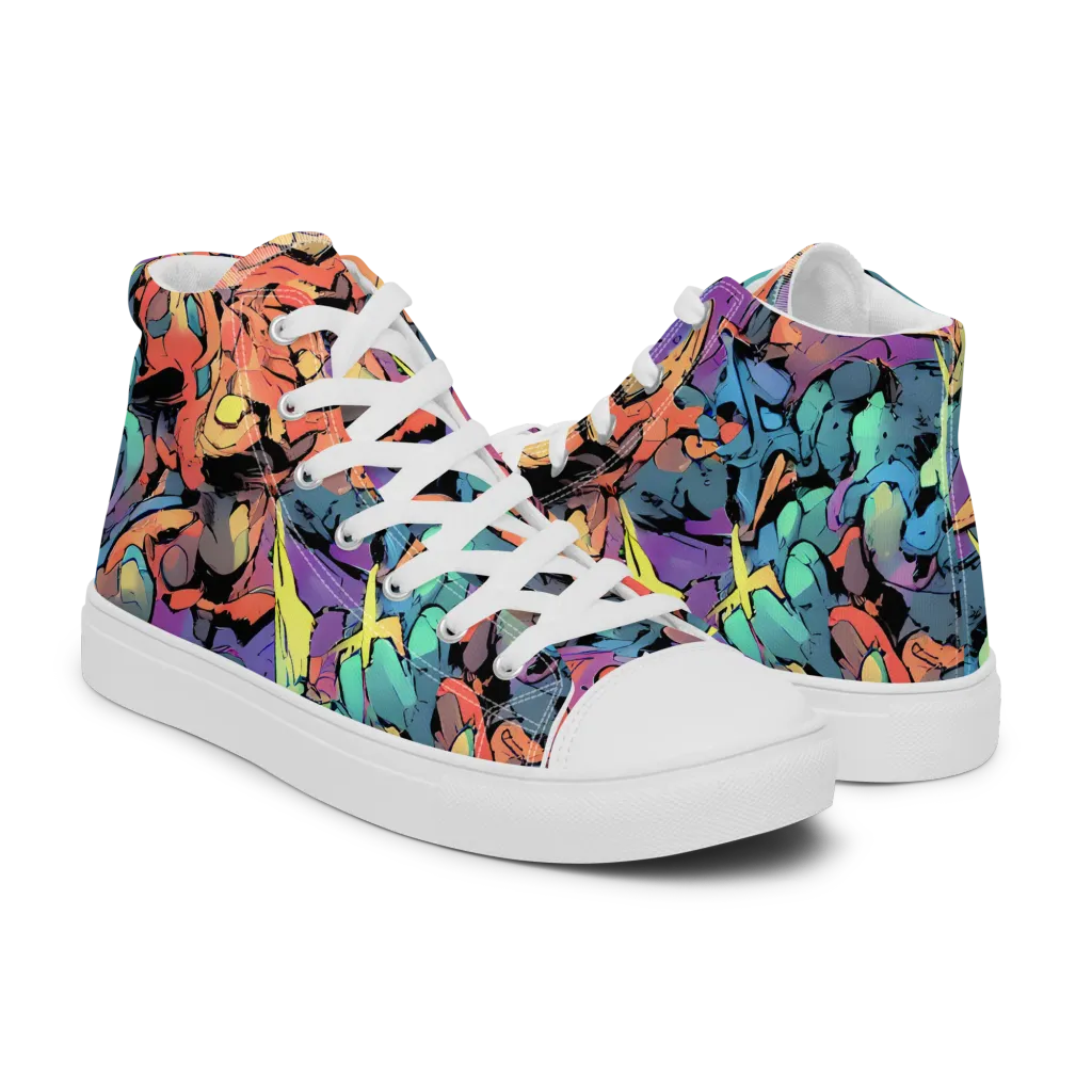 Prismatic Crush on Men's High Top Canvas Shoes — Right