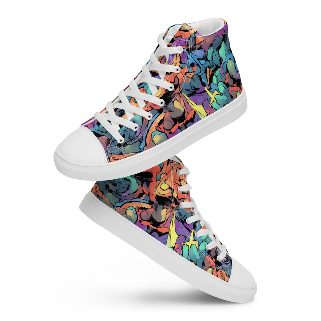Prismatic Crush on Men's High Top Canvas Shoes — Front