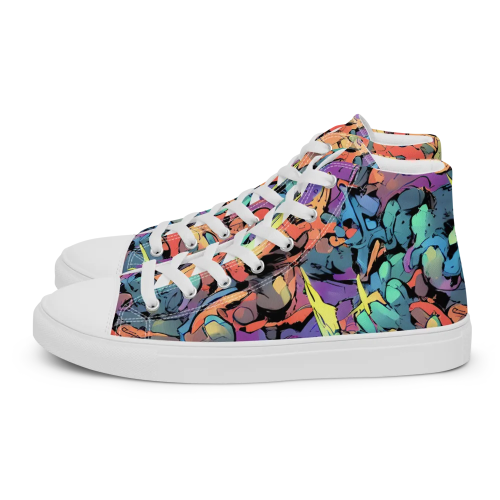 Prismatic Crush on Women's High Top Canvas Shoes — Left