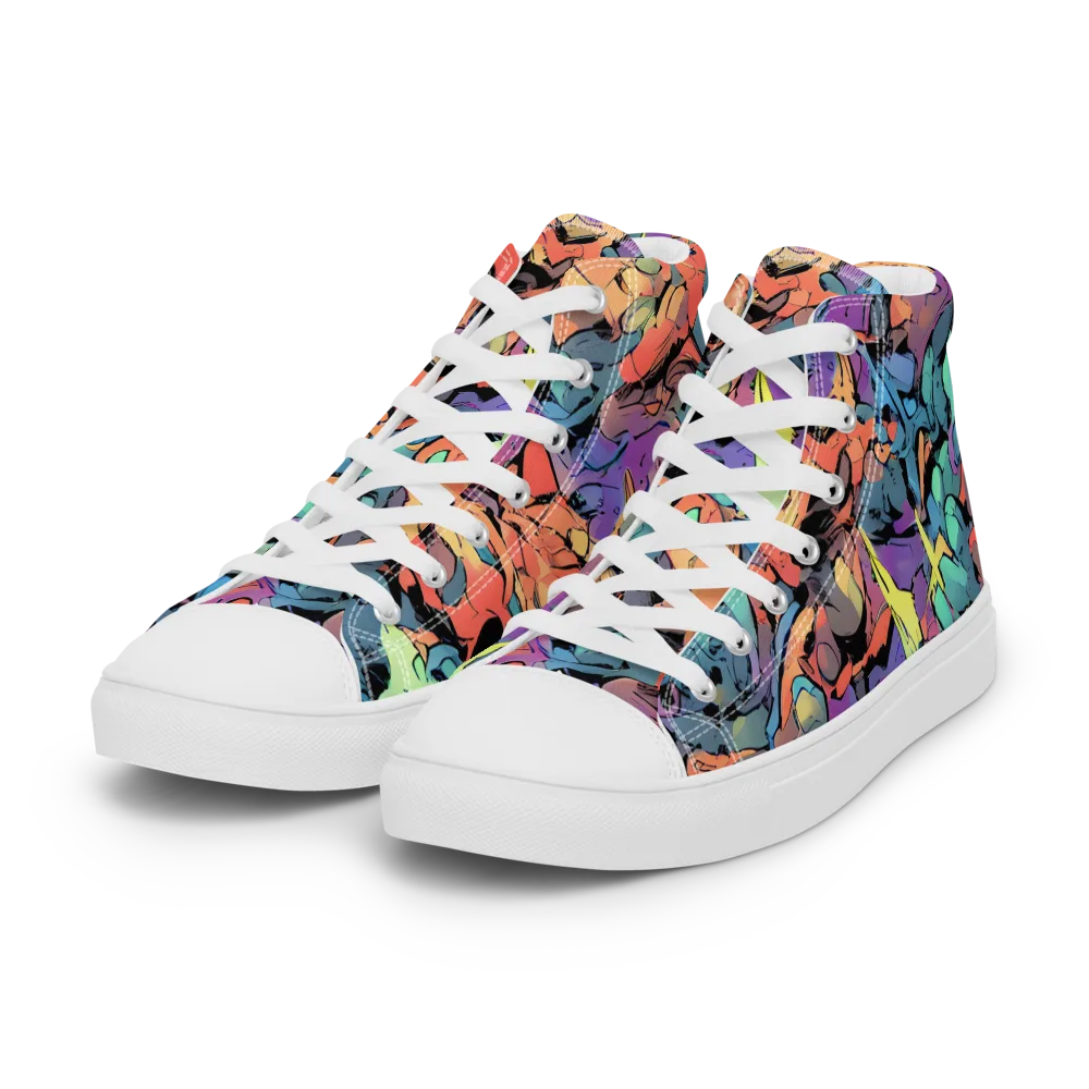 Prismatic Crush on Women's High Top Canvas Shoes — Left Front