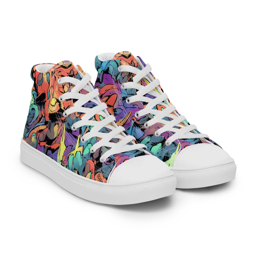 Prismatic Crush on Women's High Top Canvas Shoes — Right Front