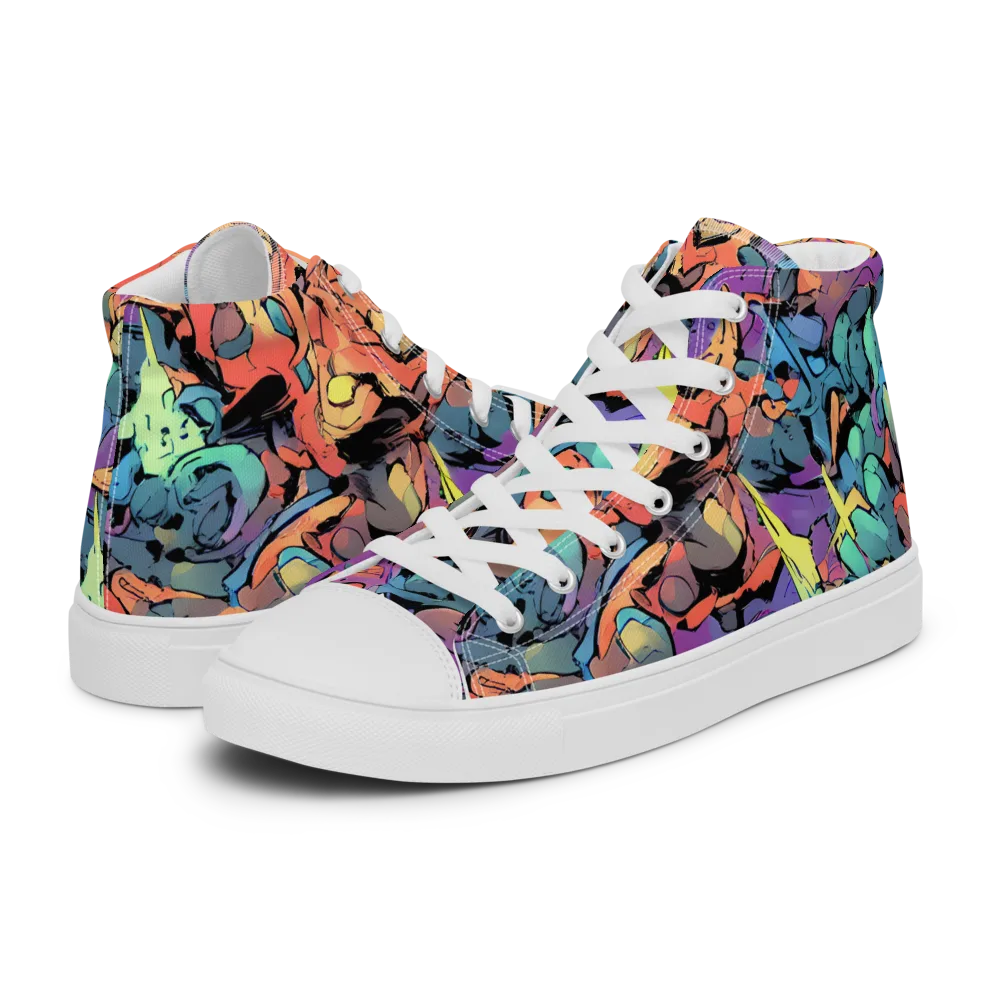 Prismatic Crush on Women's High Top Canvas Shoes — Left