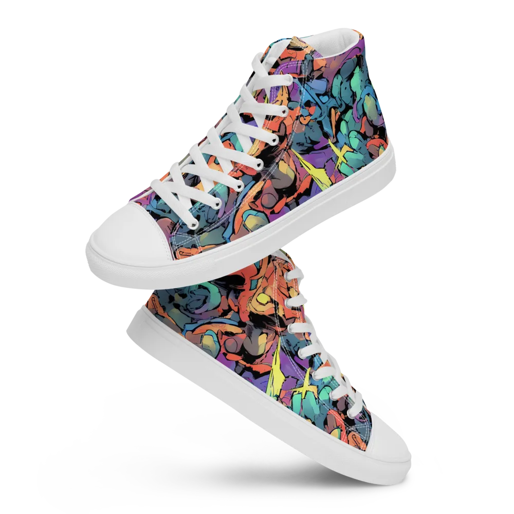 Prismatic Crush on Women's High Top Canvas Shoes — Front