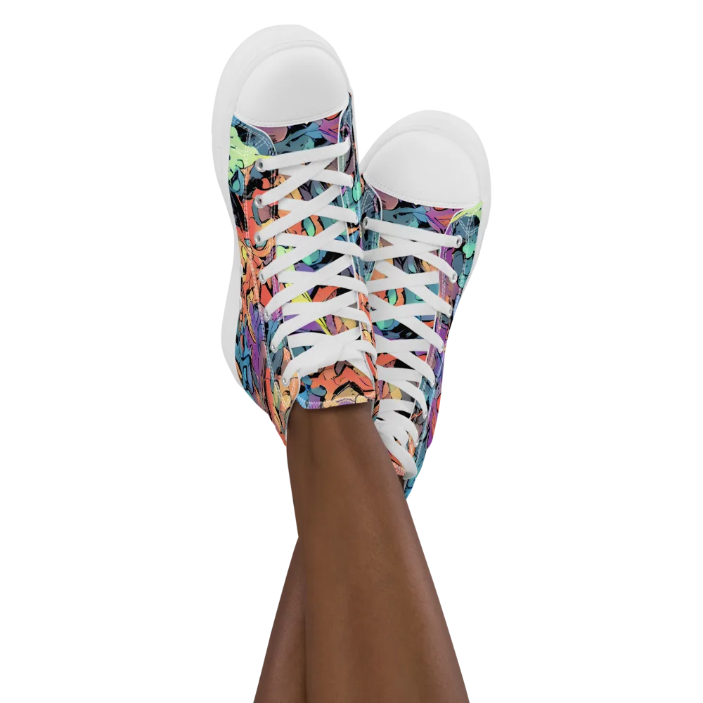 Prismatic Crush on Women's High Top Canvas Shoes — Front