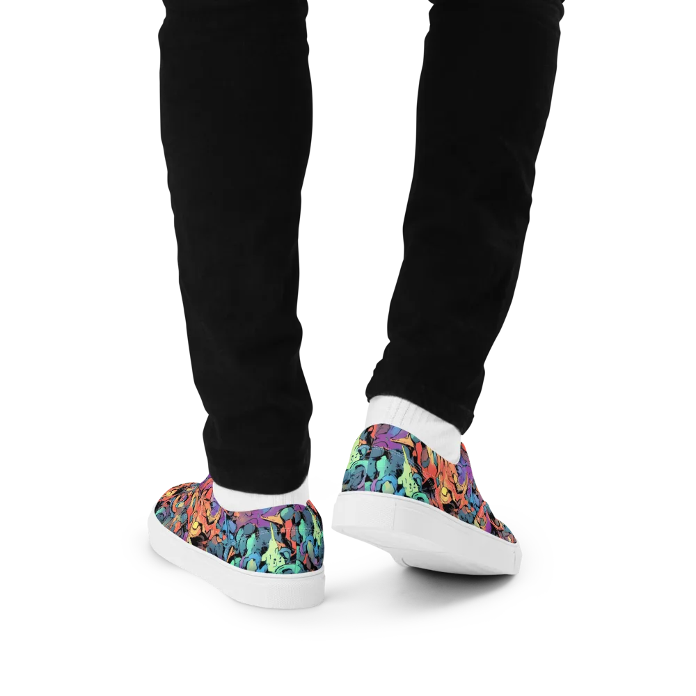 Prismatic Crush on Men's Lace-Up Canvas Shoes — Back
