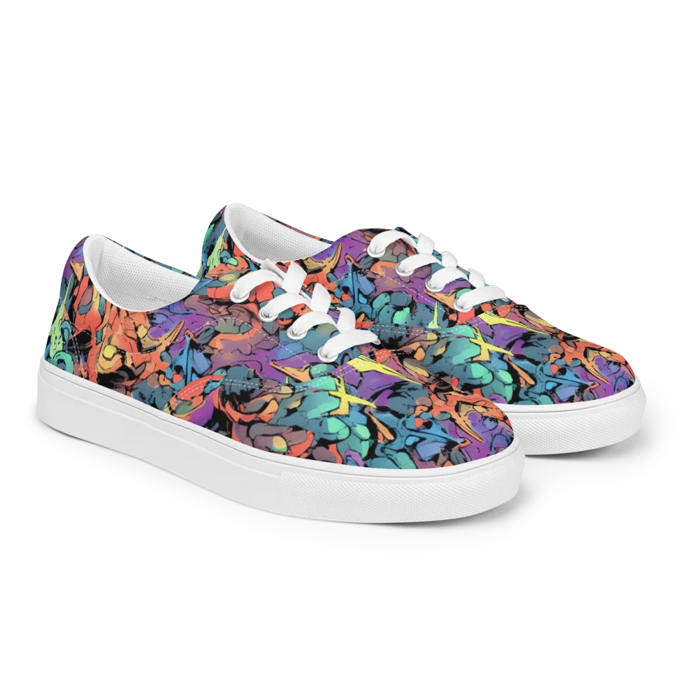 Prismatic Crush on Men's Lace-Up Canvas Shoes — Right Front