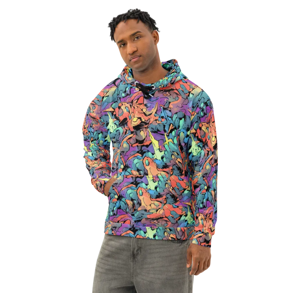 Prismatic Crush on Cotton Hoodie — Left Front