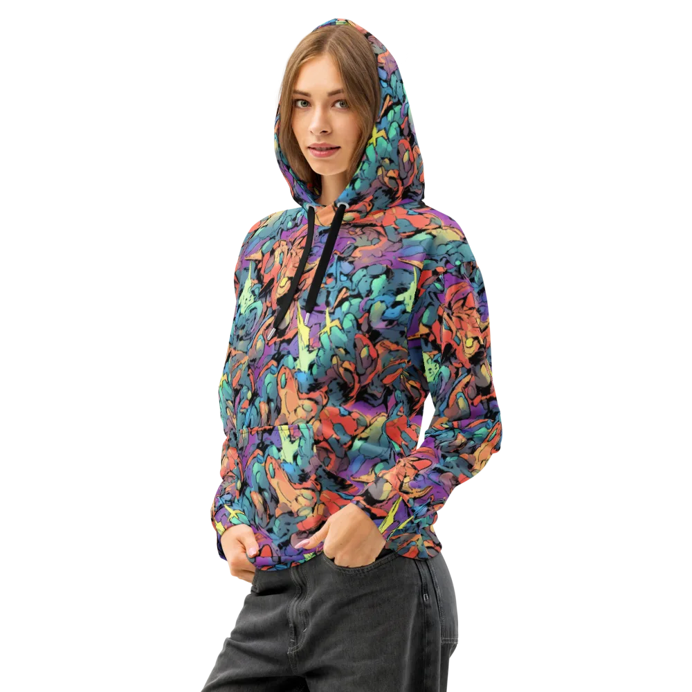 Prismatic Crush on Cotton Hoodie — Left Front