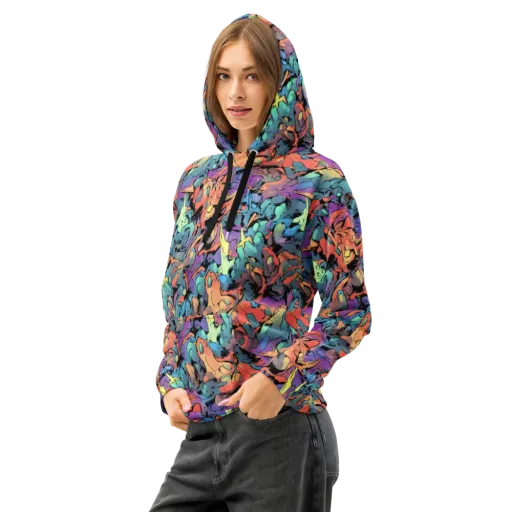 Prismatic Crush on a Cotton Hoodie