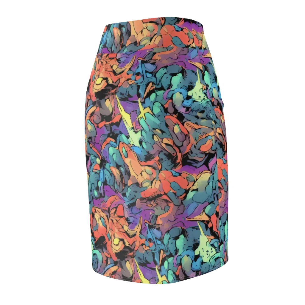 Prismatic Crush on Pencil Skirt — Back Side