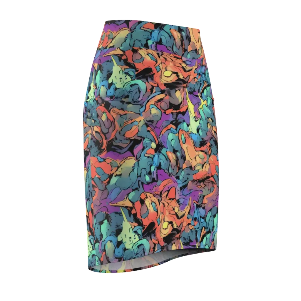 Prismatic Crush on Pencil Skirt — Front Side