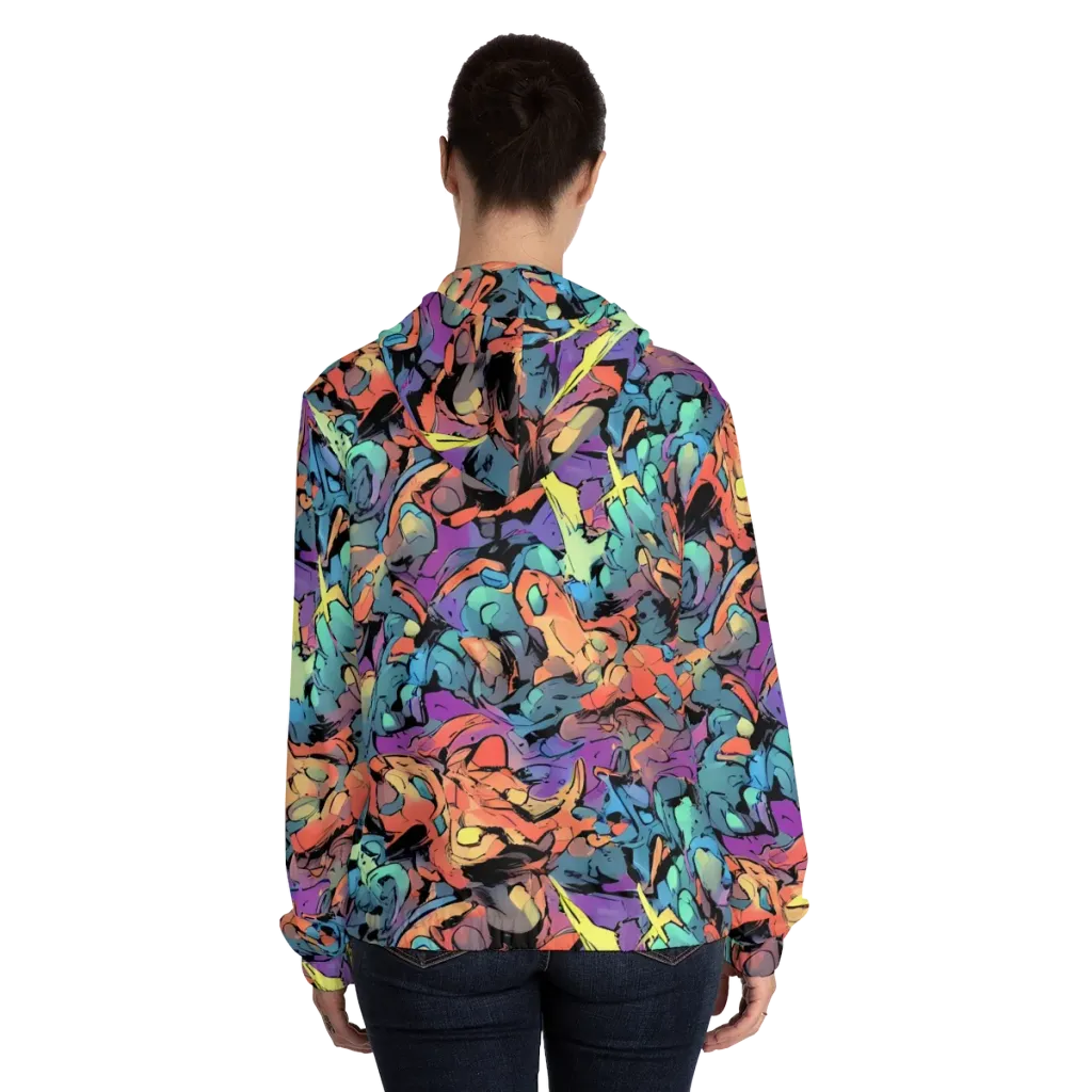 Prismatic Crush on Women's Full-Zip Hoodie — Back On Person