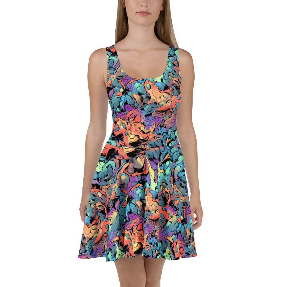 Prismatic Crush on Skater Dress — Front