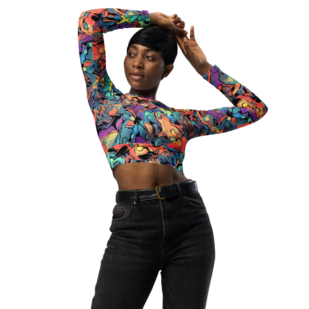Prismatic Crush on Long Sleeve Crop Top — Front
