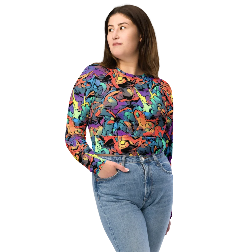 Prismatic Crush on Long Sleeve Crop Top — Front