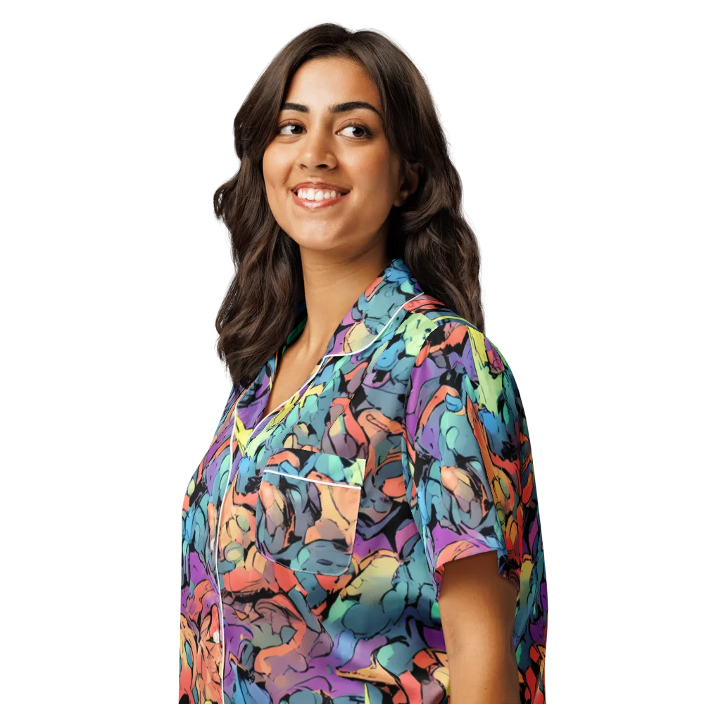 Prismatic Crush on Women's Short Sleeve Pajama Top — Left Front