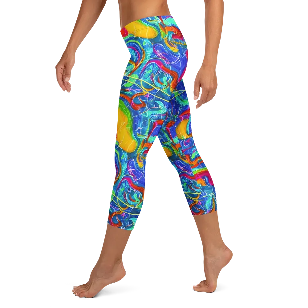 Mosaic Mirage on Capri Leggings — Left