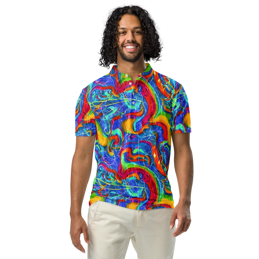 Mosaic Mirage on Men's Slim Fit Polo Shirt — Front