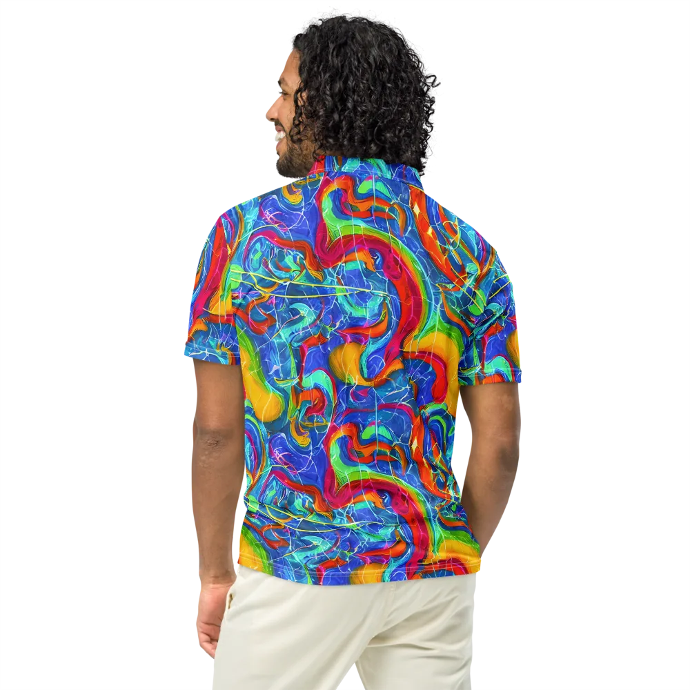 Mosaic Mirage on Men's Slim Fit Polo Shirt — Back