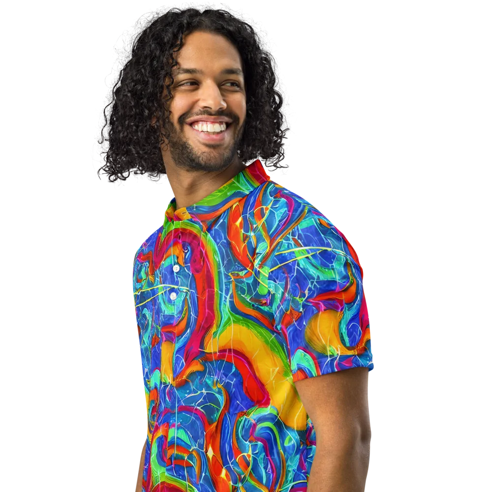 Mosaic Mirage on Men's Slim Fit Polo Shirt — Left Front