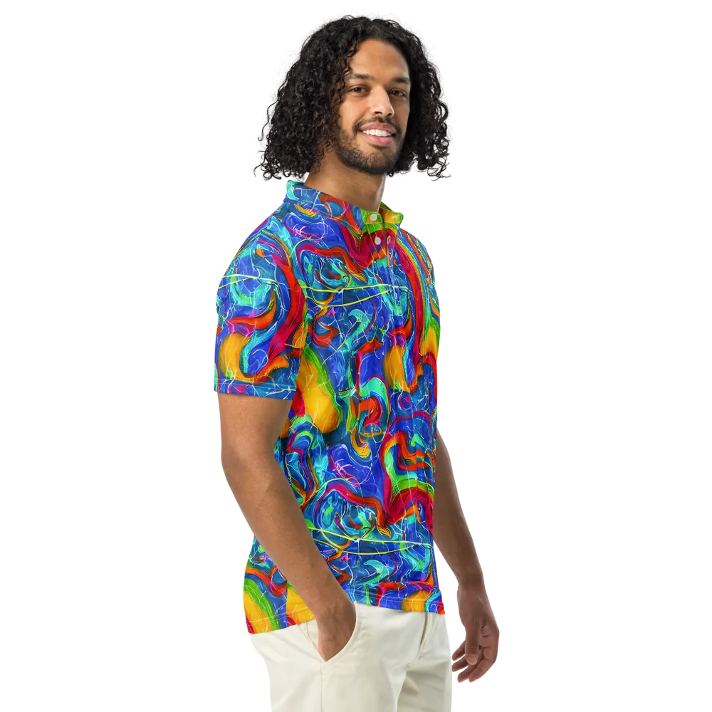 Mosaic Mirage on Men's Slim Fit Polo Shirt — Right Front