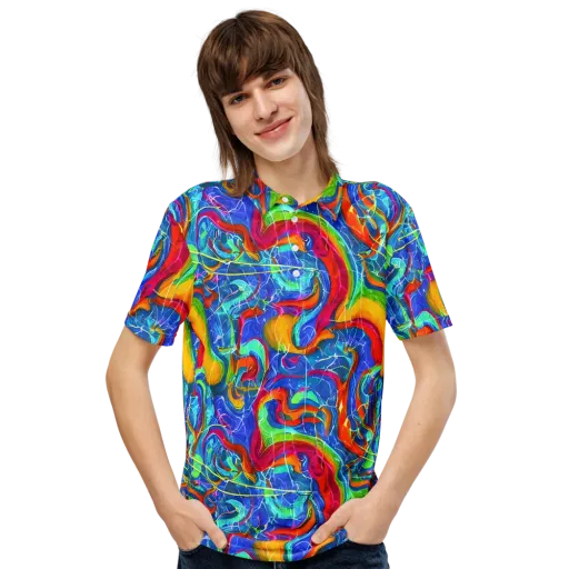 Mosaic Mirage on a Men's Slim Fit Polo Shirt