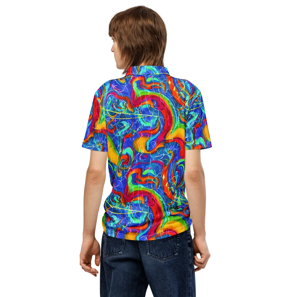 Mosaic Mirage on Men's Slim Fit Polo Shirt — Back