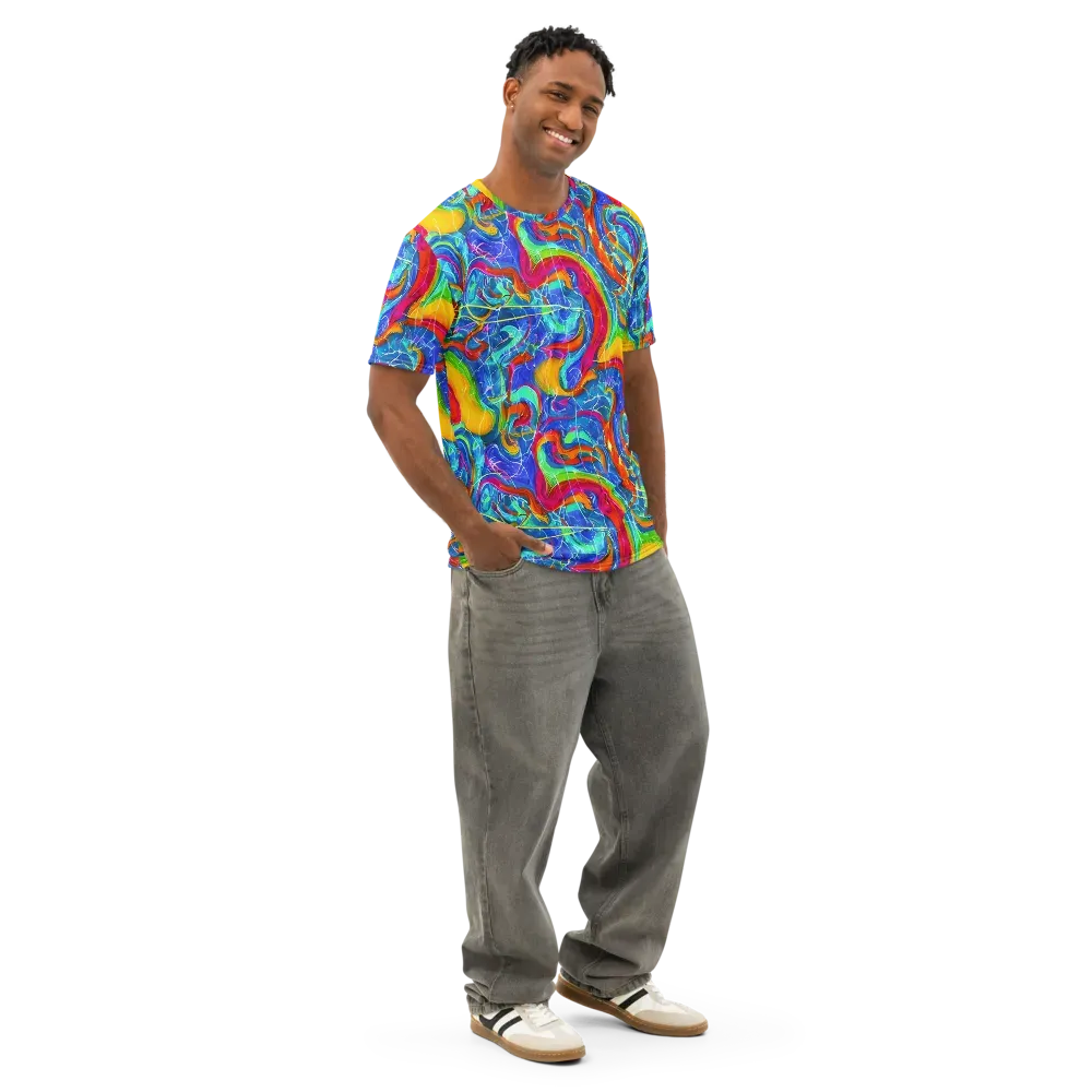 Mosaic Mirage on Men's Cotton Crew Neck T-Shirt — Right Front